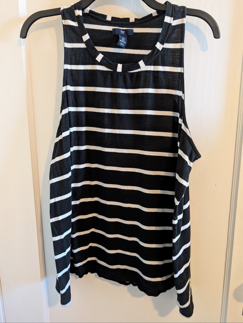 GAP Women's Black & White Striped Tank Top